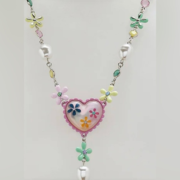 BETSEY JOHNSON Easter Y-Shaped Necklace with Charms Baubles and Bunny Rabbit NWT - Picture 4 of 10